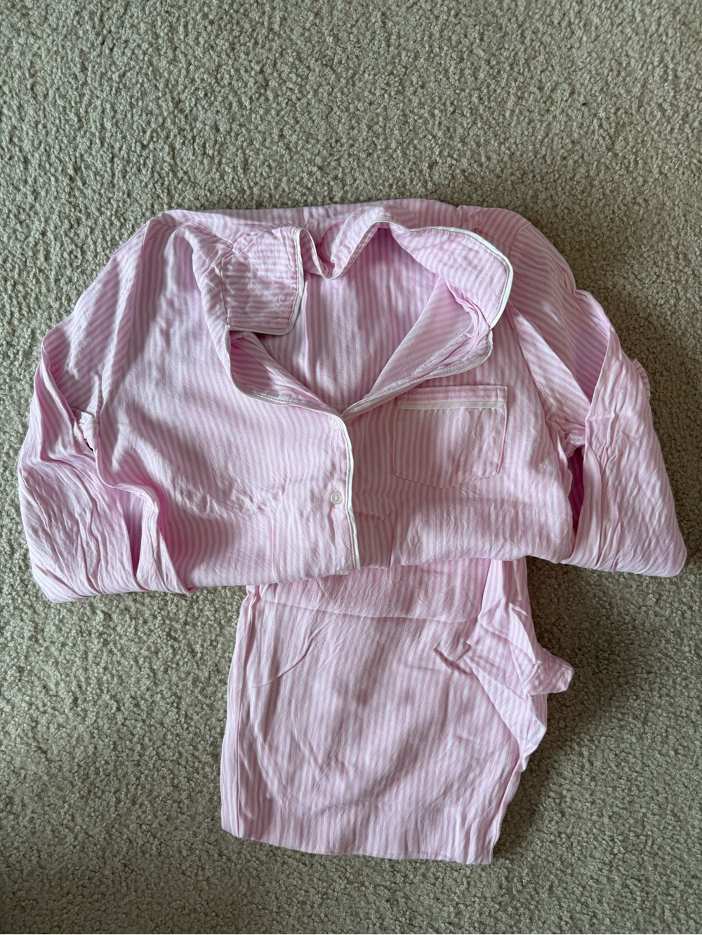 Primark Pink Striped Button-Front Pajama Set